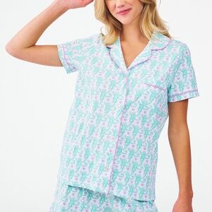 NWTO Roller Rabbit Mint Lovely Monkey Polo Pajamas XS